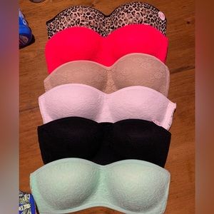 PINK Victorias secret bandeau bras all 6 together